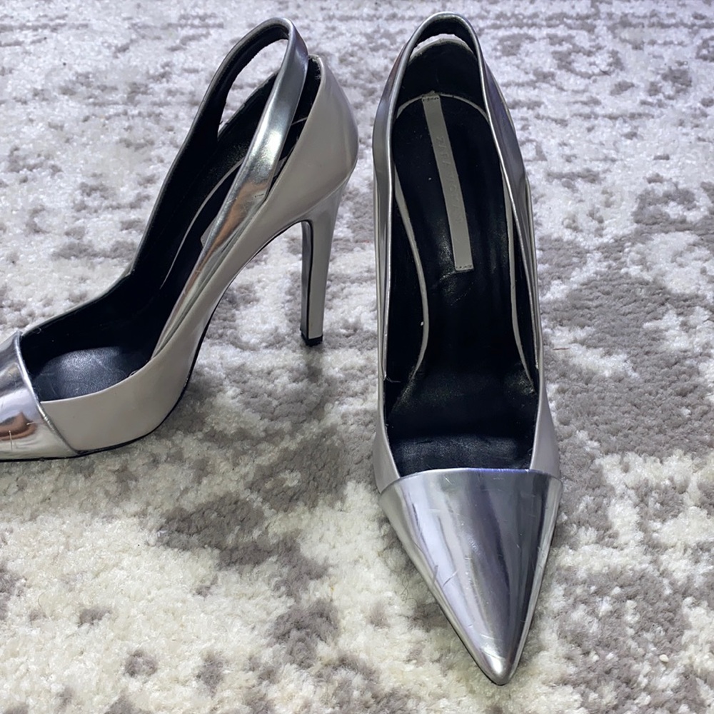 Gray/ silver heels